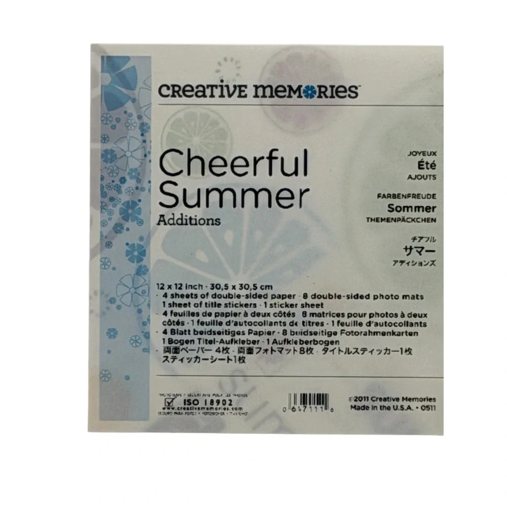 Creative Memories Cheerful Summer Stars & Stripes 12x12 Scrapbook Paper‎ Lot 2pk